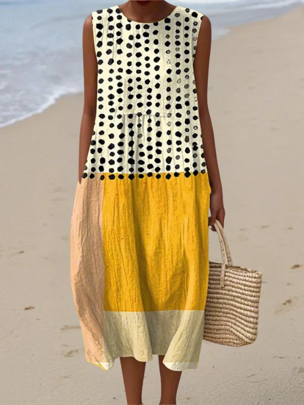 Leticia™ | Vestido midi de bloques de color con lunares