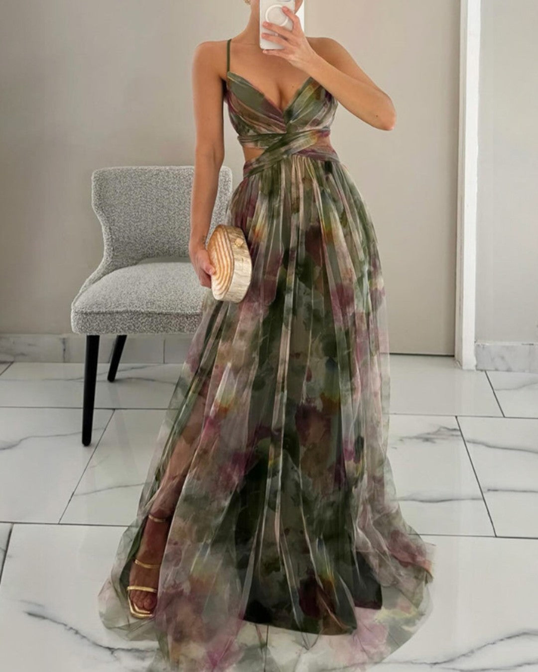 CRISTINA | VESTIDO LARGO CON ESTAMPADO FLORAL