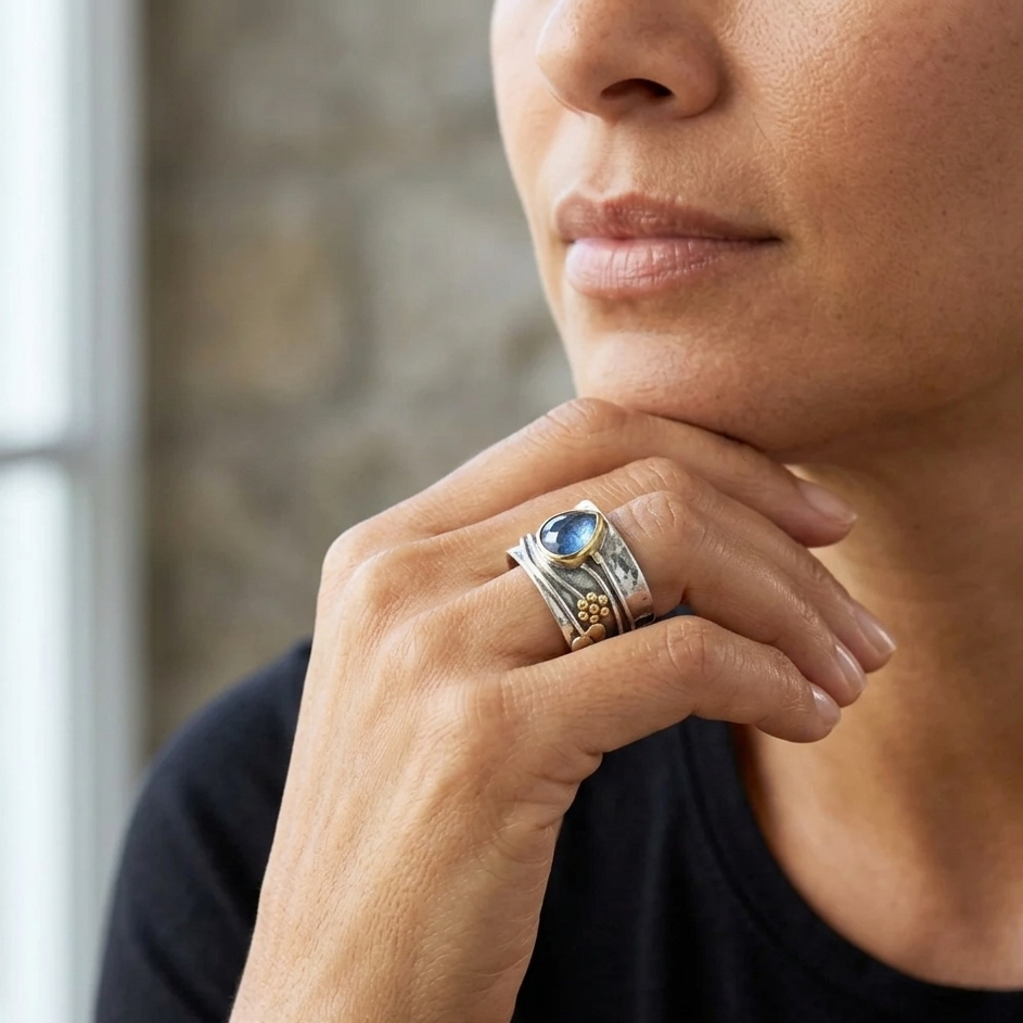 ANILLO VINTAGE | PLATA CON ZAFIRO AZUL
