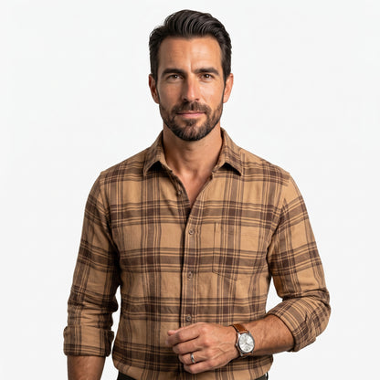 Valmont Gallery™ Camisa de franela a cuadros camel