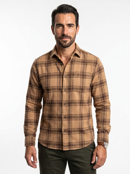 Valmont Gallery™ Camisa de franela a cuadros camel