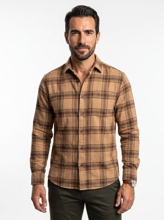 Valmont Gallery™ Camisa de franela a cuadros camel