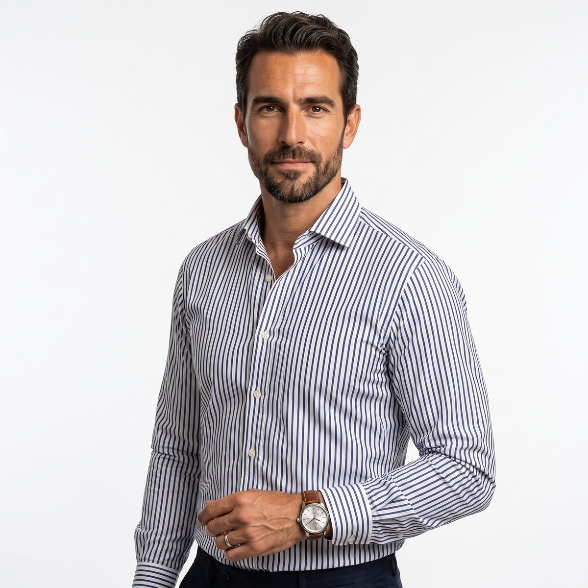 Valmont Gallery™ Camisa de vestir a rayas azul marino