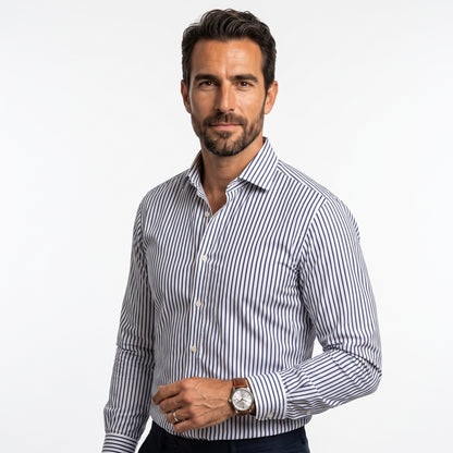 Valmont Gallery™ Camisa de vestir a rayas azul marino