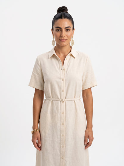 Valmont Gallery™ Vestido camisero de lino crema