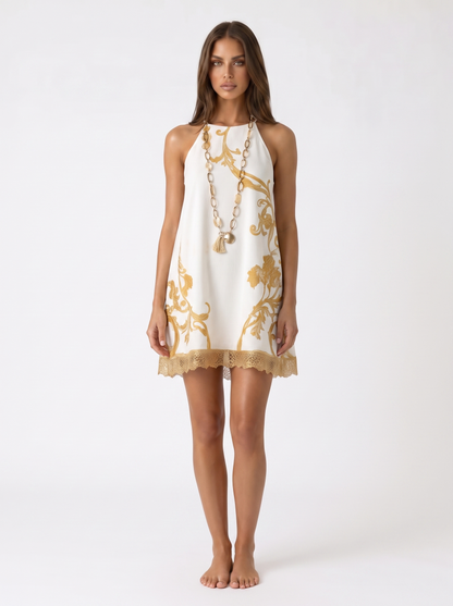 Mini vestido con estampados dorados de Valmont Gallery