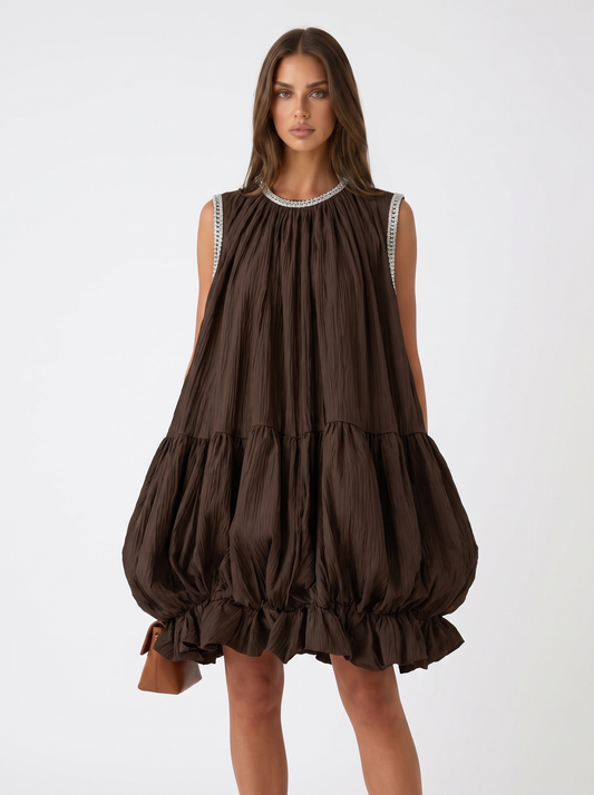 Mini vestido marrón sin mangas de Valmont Gallery