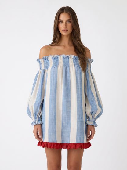 Mini vestido de rayas azules de Valmont Gallery