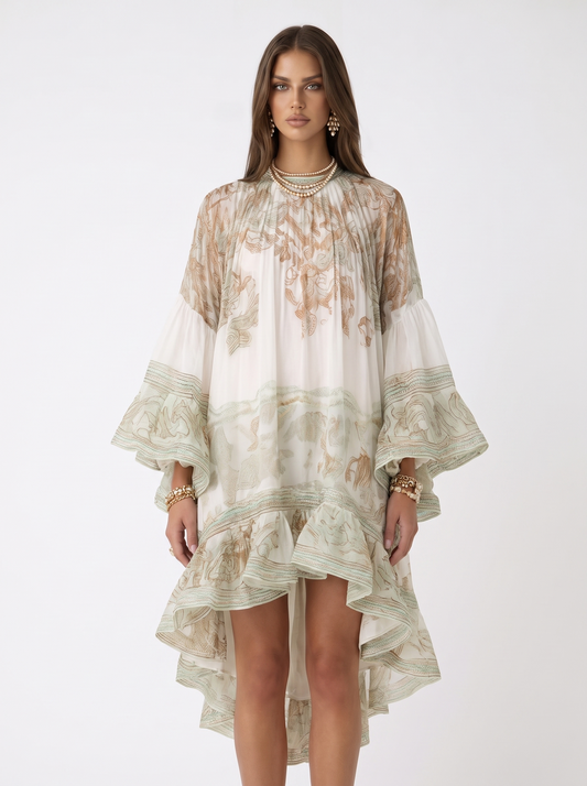 Mini vestido con volantes verde de Valmont Gallery