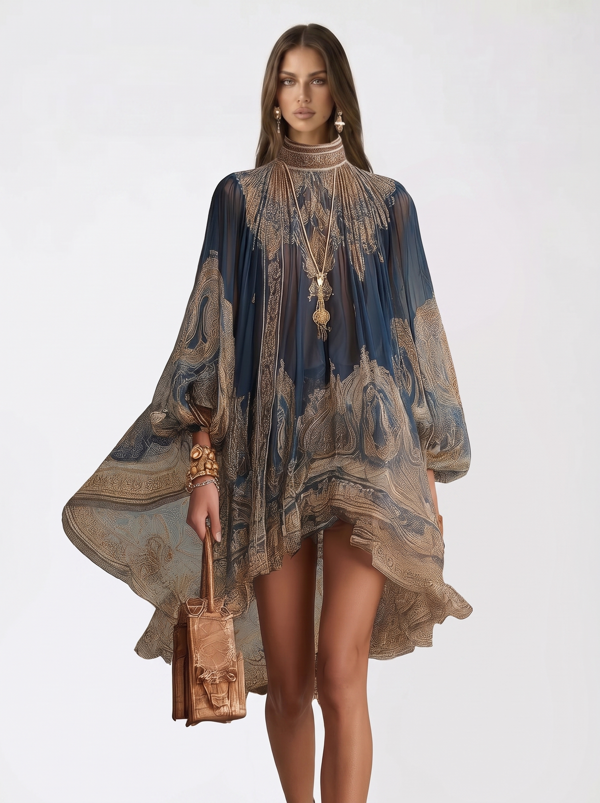Mini vestido barroco azul de Valmont Gallery
