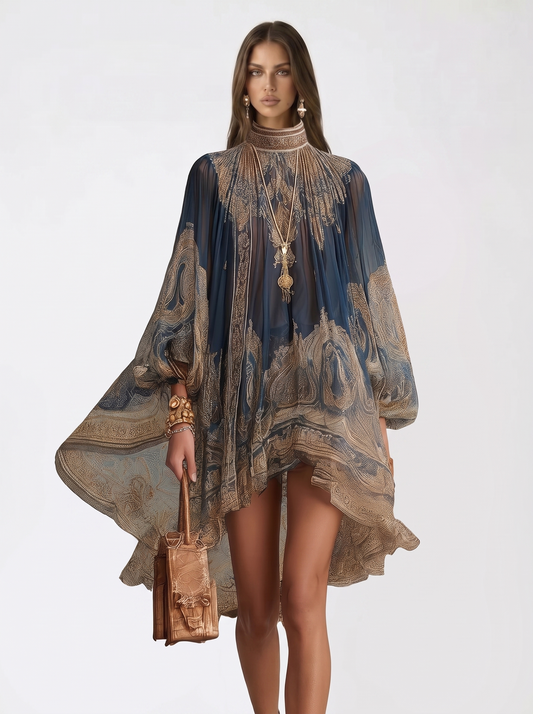 Mini vestido barroco azul de Valmont Gallery