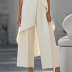 Catalina | Conjunto de jersey de cuello alto y pantalón palazzo para mujer