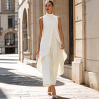 Catalina | Conjunto de jersey de cuello alto y pantalón palazzo para mujer