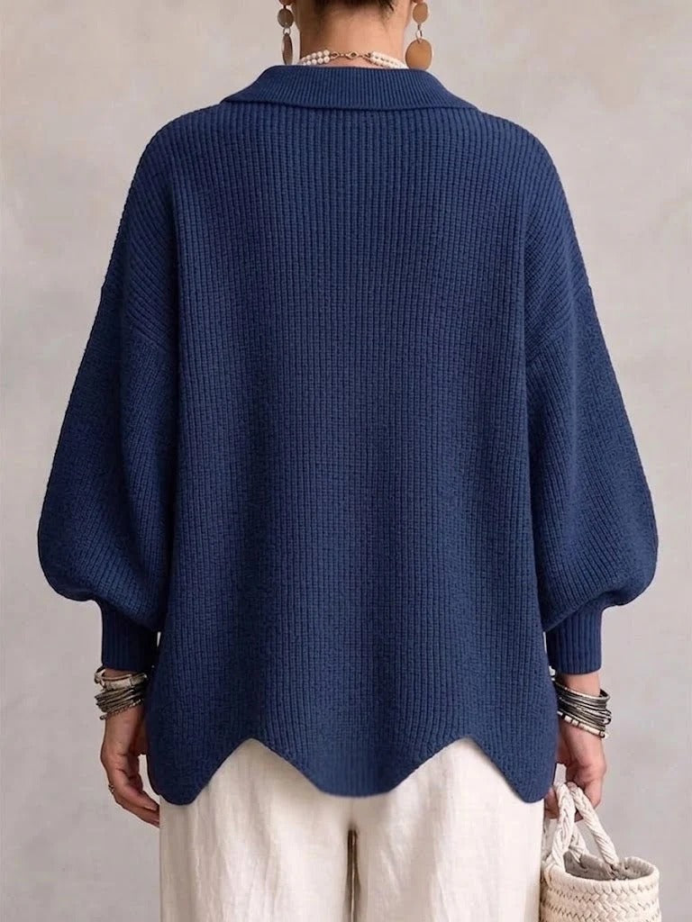 Isidora | Cárdigan extragrande con cuello y grandes botones metálicos