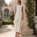Catalina | Conjunto de jersey de cuello alto y pantalón palazzo para mujer