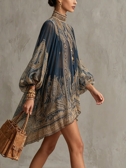 Mini vestido barroco azul de Valmont Gallery