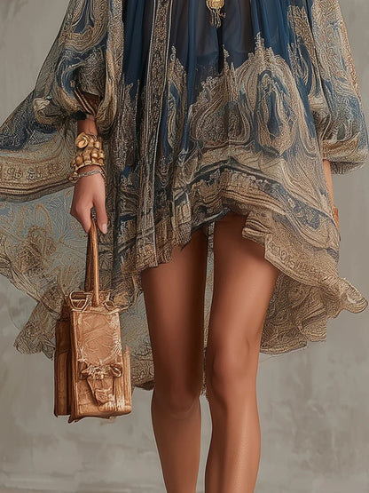 Mini vestido barroco azul de Valmont Gallery