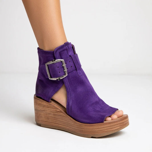 ORÉLISSE ™ - BOTINES CON CUÑA  Y PUNTERA ABIERTA DE ESTILO MODERNO