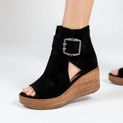 ORÉLISSE ™ - BOTINES CON CUÑA  Y PUNTERA ABIERTA DE ESTILO MODERNO