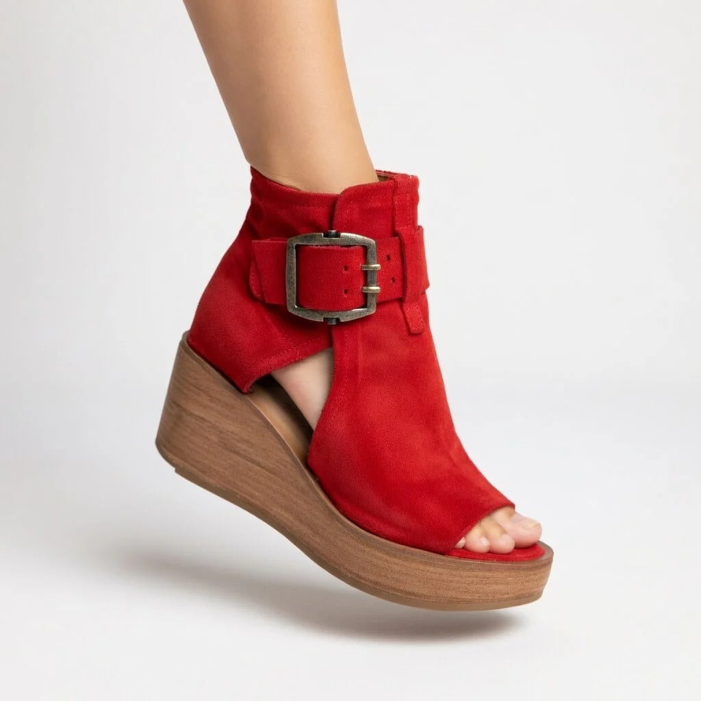 ORÉLISSE ™ - BOTINES CON CUÑA  Y PUNTERA ABIERTA DE ESTILO MODERNO