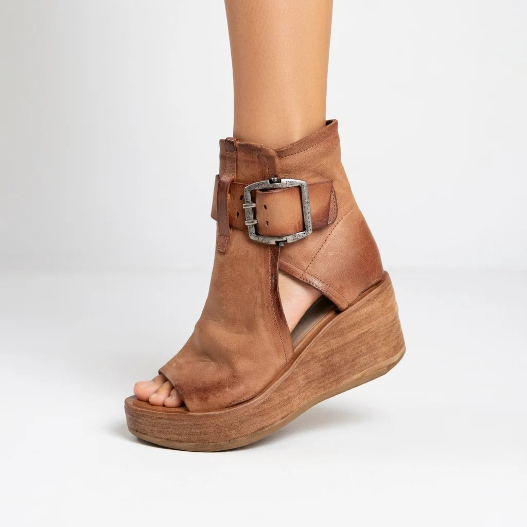 ORÉLISSE ™ - BOTINES CON CUÑA  Y PUNTERA ABIERTA DE ESTILO MODERNO