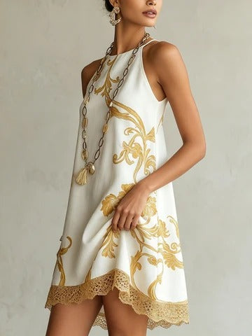 Mini vestido con estampados dorados de Valmont Gallery