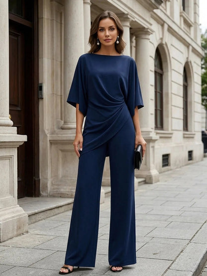 Gabriela | Conjunto de blusa drapeada y pantalon ancho