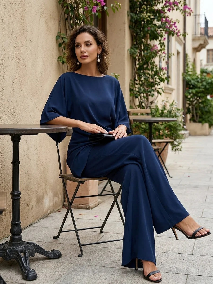 Gabriela | Conjunto de blusa drapeada y pantalon ancho