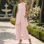 Catalina | Conjunto de jersey de cuello alto y pantalón palazzo para mujer