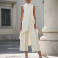 Catalina | Conjunto de jersey de cuello alto y pantalón palazzo para mujer