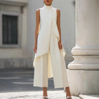 Catalina | Conjunto de jersey de cuello alto y pantalón palazzo para mujer