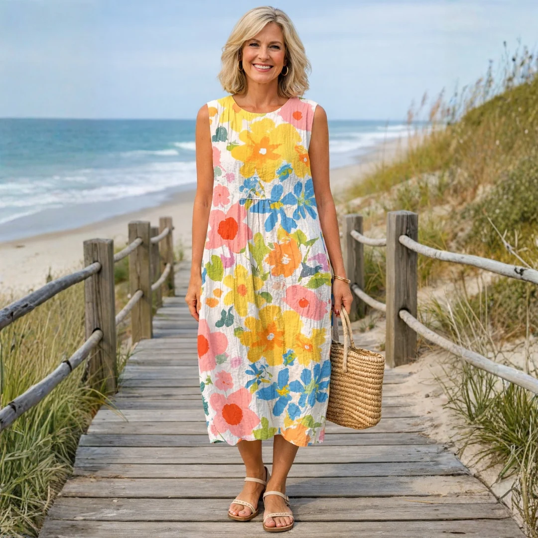 Emilia™ | Vestido midi floral en tonos pastel