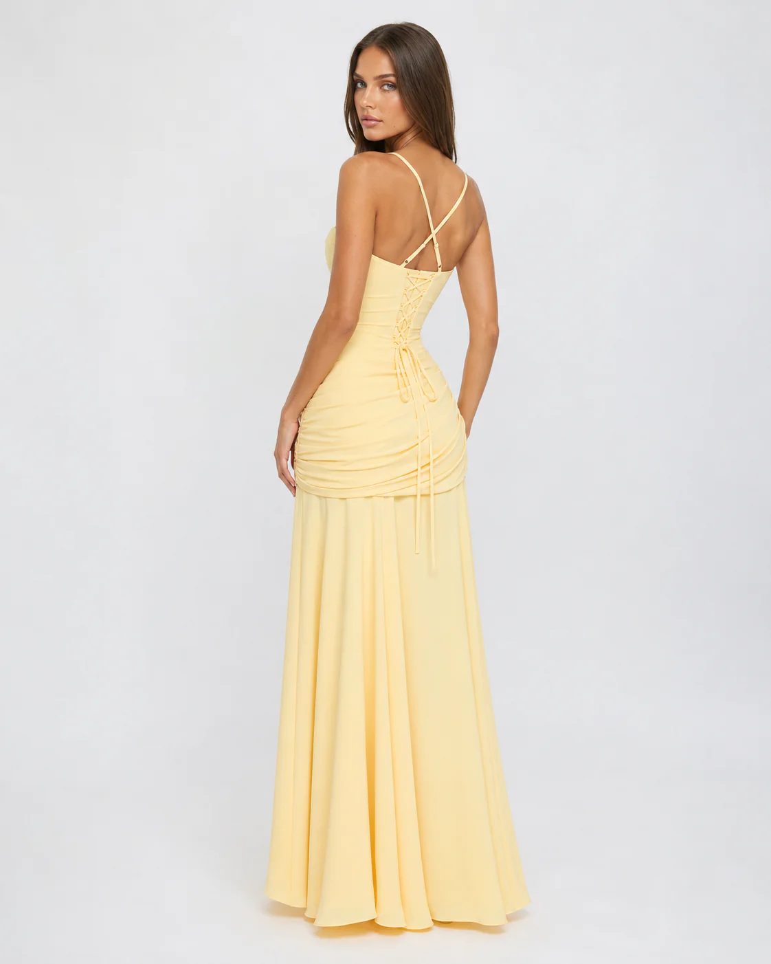 ENIE | Vestido largo con escote cuadrado fruncido