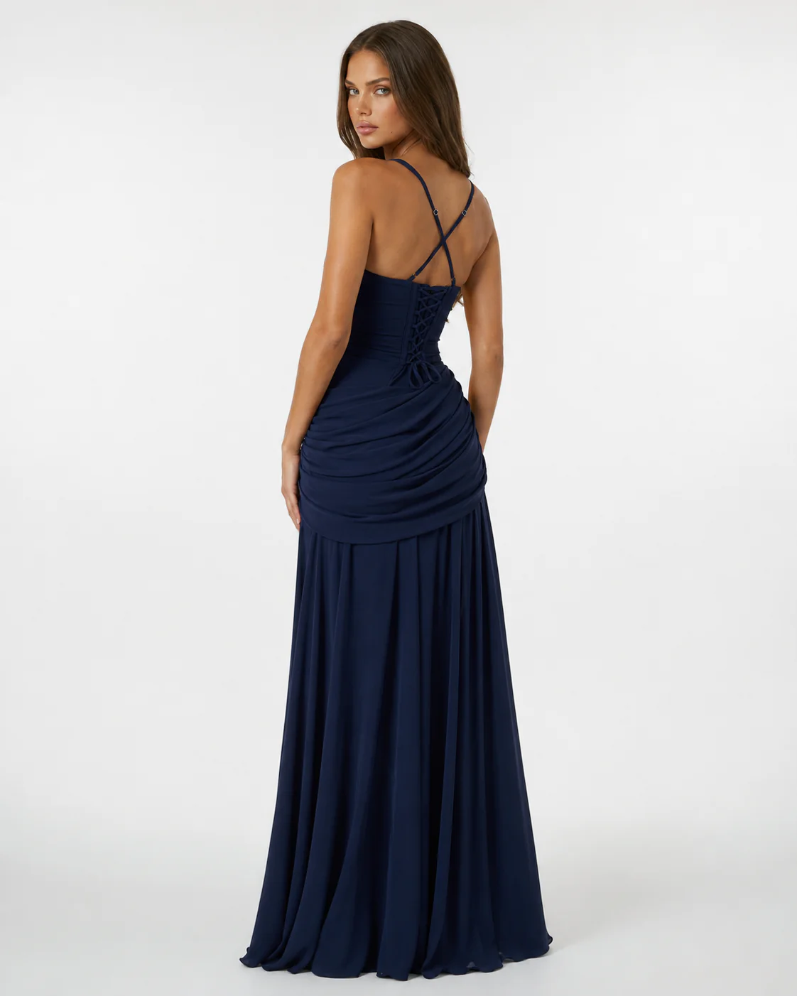 ENIE | Vestido largo con escote cuadrado fruncido