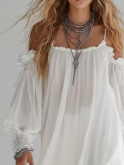 Mini vestido bohemio blanco de Valmont Gallery