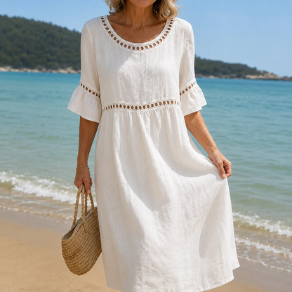 Helena | Vestido largo de lino con efecto de vientre plano