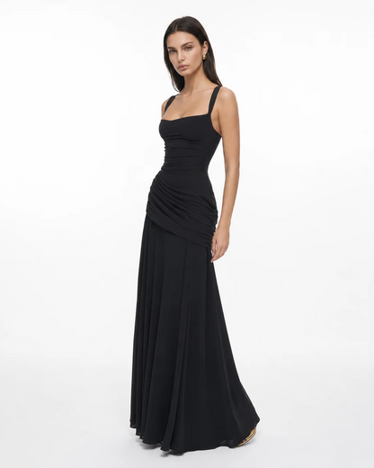 ENIE | Vestido largo con escote cuadrado fruncido