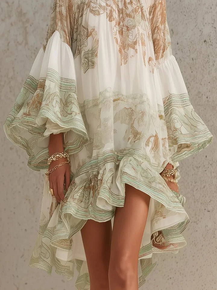 Mini vestido con volantes verde de Valmont Gallery
