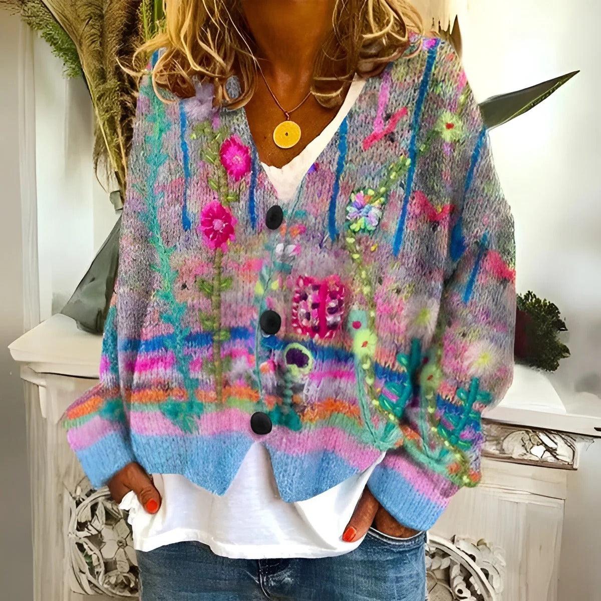 EMMA | CÁRDIGAN BOHEMIO CON ESTAMPADO FLORAL