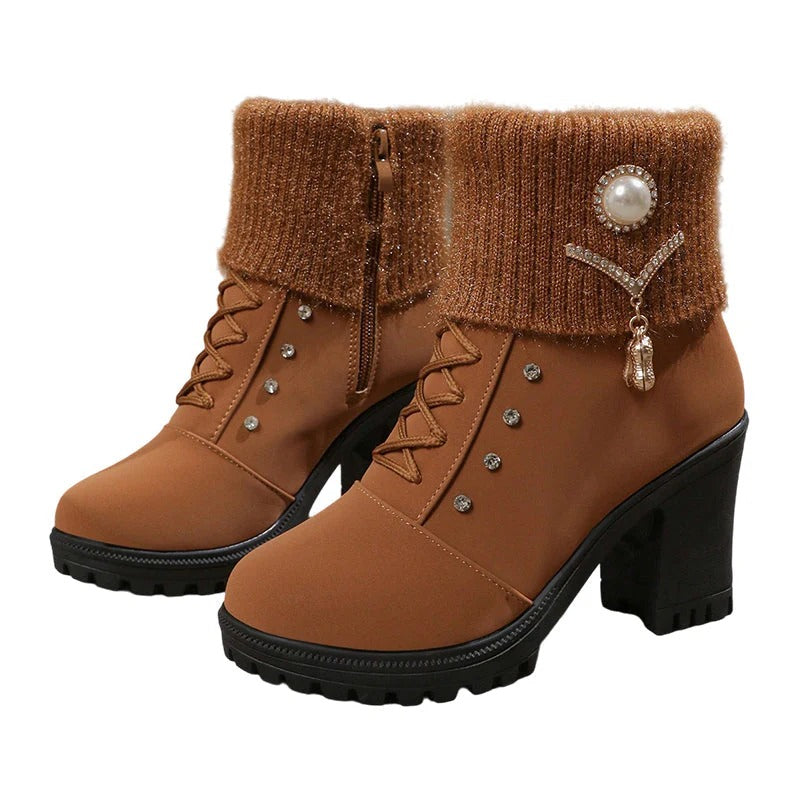 Valmont Gallery™ Botines de mujer con tacón grueso - Interior forrado de piel sintética, suela antideslizante - Estilo elegante para cualquier ocasión