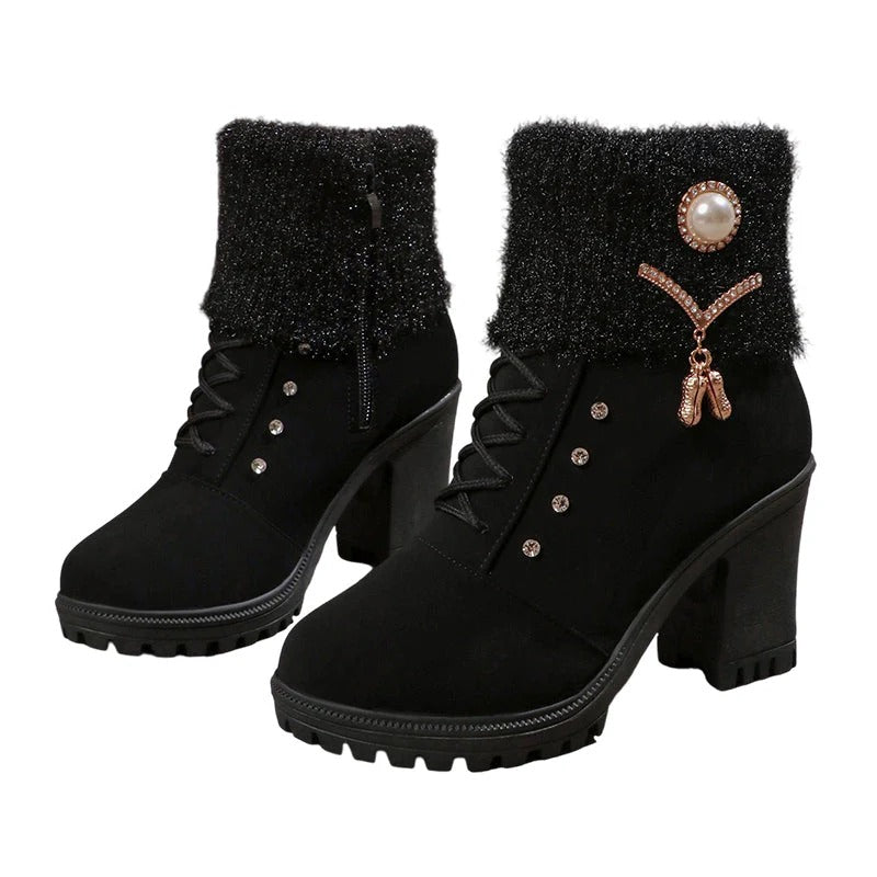 Valmont Gallery™ Botines de mujer con tacón grueso - Interior forrado de piel sintética, suela antideslizante - Estilo elegante para cualquier ocasión