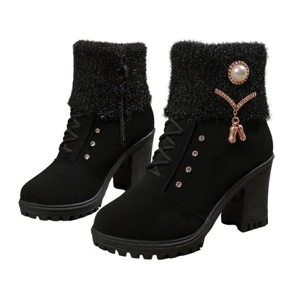 Valmont Gallery™ Botines de mujer con tacón grueso - Interior forrado de piel sintética, suela antideslizante - Estilo elegante para cualquier ocasión