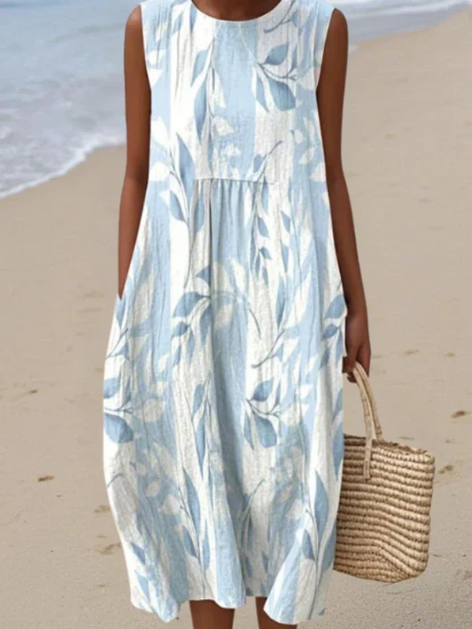 Julia™ | Vestido midi con estampado de hojas