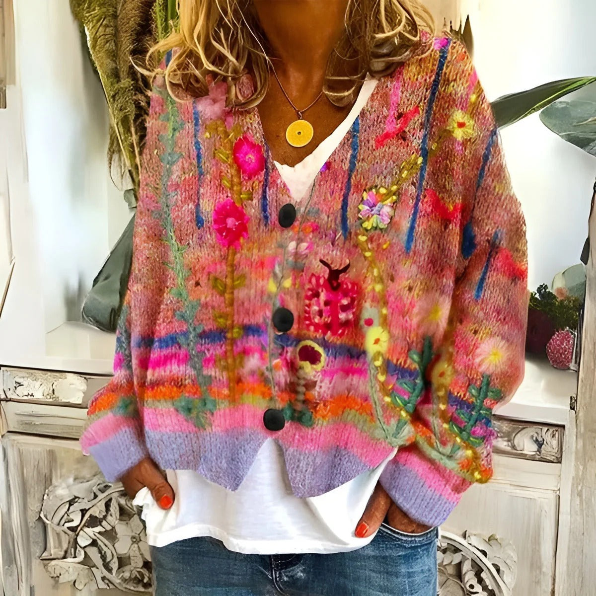 EMMA | CÁRDIGAN BOHEMIO CON ESTAMPADO FLORAL