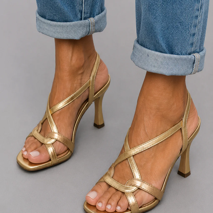 Cassie | Sandalias de tacón Golden Summer Charm